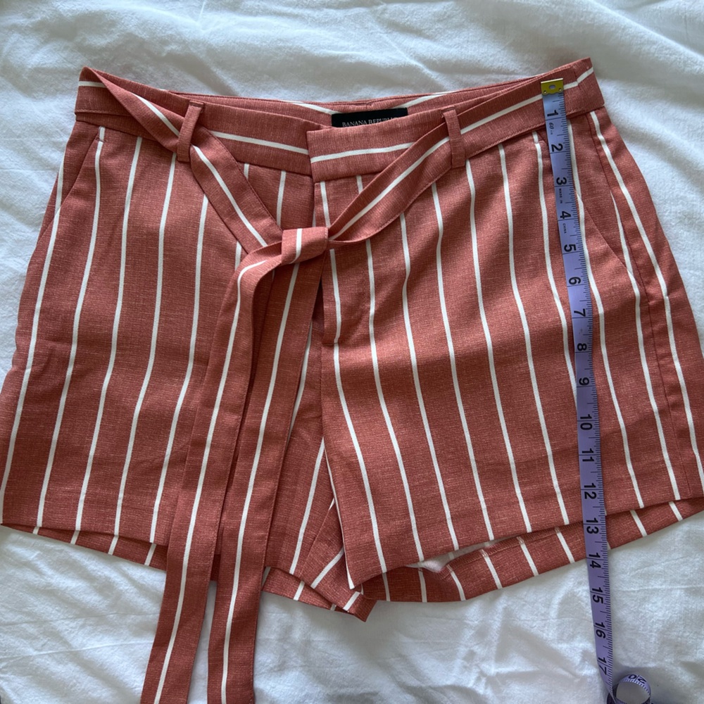 Banana Republic Rust and White Striped Shorts